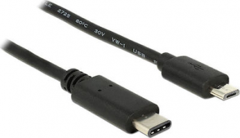 Powertech Regular USB 2.0 Cable USB-C male - micro USB-B male Μαύρο 1m (CAB-UC011)